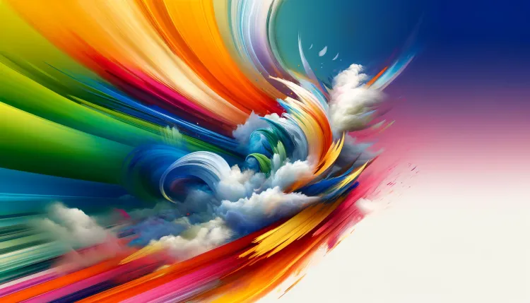 Abstract art showing a colorful wind crashing as a wave.